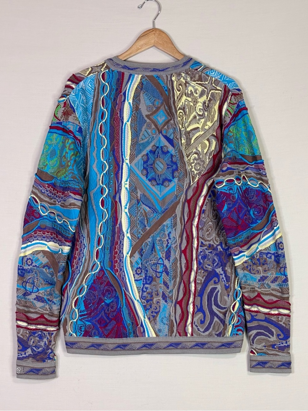 COOGI Australia Mercerized Cotton Textured Knit Sweater Large Blue - Picture 4 of 6